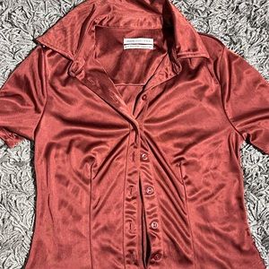 Urban Outfitters Satin Short Sleeve Button Up